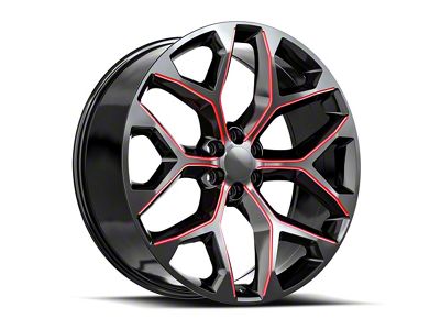 OE Revolution G-09 Gloss Black and Red Milled 6-Lug Wheel; 22x9; 31mm Offset (23-25 Canyon)