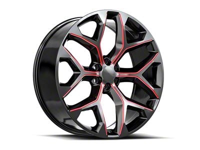 OE Revolution G-09 Gloss Black and Red Milled 6-Lug Wheel; 24x10; 24mm Offset (23-25 Canyon)