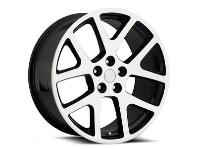 OE Revolution 107 Gloss Black and Machined 5-Lug Wheel; 22x10; 25mm Offset (05-11 Dakota)