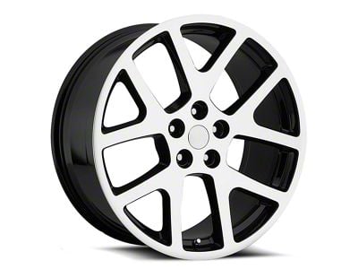 OE Revolution 107 Gloss Black and Machined 5-Lug Wheel; 22x9; 25mm Offset (05-11 Dakota)