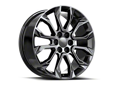 OE Revolution G-38 Gloss Black and Milled 6-Lug Wheel; 22x9; 31mm Offset (19-25 Silverado 1500)