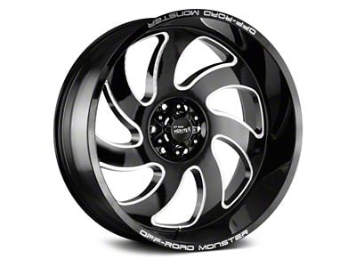 Off Road Monster M07 Gloss Black Milled 8-Lug Wheel; 20x10; -19mm Offset (01-06 Sierra 3500 HD SRW)