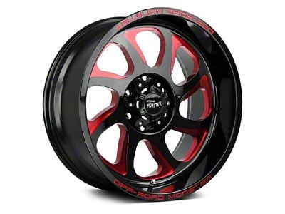 Off Road Monster M22 Gloss Black Candy Red Milled 8-Lug Wheel; 20x10; -19mm Offset (01-06 Sierra 3500 HD SRW)