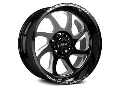 Off Road Monster M22 Gloss Black Milled 8-Lug Wheel; 20x10; -19mm Offset (01-06 Sierra 3500 HD SRW)