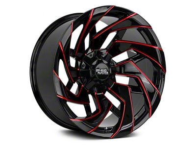 Off Road Monster M24 Gloss Black Candy Red Milled 8-Lug Wheel; 22x12; -44mm Offset (01-06 Sierra 3500 HD SRW)