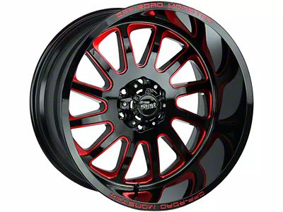 Off-Road Monster M17 Gloss Black Candy Red Milled 8-Lug Wheel; 20x10; -19mm Offset (03-09 RAM 2500)