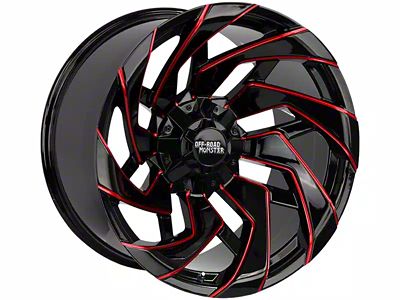 Off-Road Monster M24 Gloss Black Candy Red Milled 8-Lug Wheel; 20x10; -19mm Offset (03-09 RAM 3500 SRW)