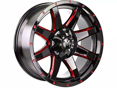 Off-Road Monster M08 Gloss Black Candy Red Milled 6-Lug Wheel; 20x9; 0mm Offset (04-08 F-150)