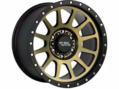 Off-Road Monster M10 Flat Black Machined Bronze 6-Lug Wheel; 17x9; 0mm Offset (07-13 Sierra 1500)