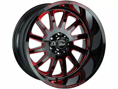 Off-Road Monster M17 Gloss Black Candy Red Milled 6-Lug Wheel; 17x9; 0mm Offset (07-13 Sierra 1500)