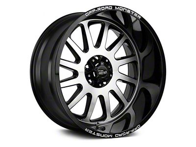 Off Road Monster M17 Gloss Black Machined 6-Lug Wheel; 22x12; -44mm Offset (07-13 Sierra 1500)