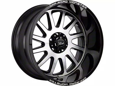 Off-Road Monster M17 Gloss Black Machined 6-Lug Wheel; 17x9; 0mm Offset (07-13 Sierra 1500)