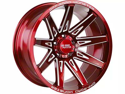 Off-Road Monster M25 Candy Red Milled 6-Lug Wheel; 20x10; -19mm Offset (07-13 Sierra 1500)