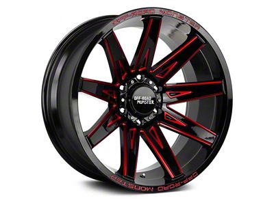 Off Road Monster M25 Gloss Black Candy Red Milled 6-Lug Wheel; 22x12; -44mm Offset (07-13 Sierra 1500)