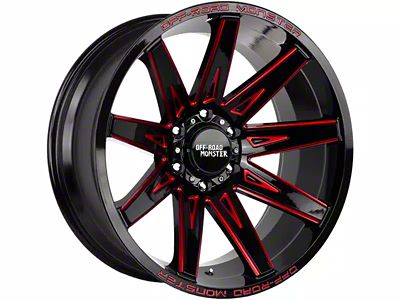 Off-Road Monster M25 Gloss Black Candy Red Milled 6-Lug Wheel; 20x10; -19mm Offset (07-13 Sierra 1500)