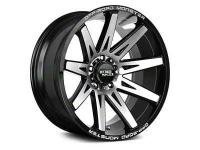 Off Road Monster M25 Gloss Black Machined 6-Lug Wheel; 22x12; -44mm Offset (07-13 Sierra 1500)