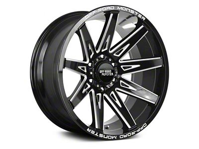 Off Road Monster M25 Gloss Black Milled 6-Lug Wheel; 22x12; -44mm Offset (07-13 Sierra 1500)