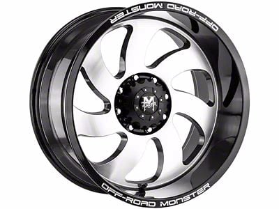 Off-Road Monster M07 Gloss Black Machined 6-Lug Wheel; 20x10; -19mm Offset (07-13 Silverado 1500)