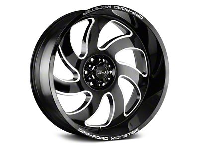 Off Road Monster M07 Gloss Black Milled 6-Lug Wheel; 22x12; -44mm Offset (07-13 Silverado 1500)