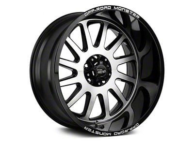 Off Road Monster M17 Gloss Black Machined 6-Lug Wheel; 22x12; -44mm Offset (07-13 Silverado 1500)