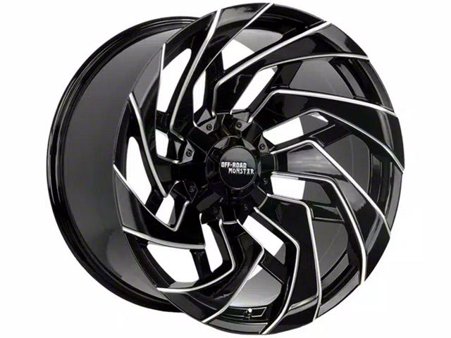 Off-Road Monster M24 Gloss Black Milled 8-Lug Wheel; 22x12; -44mm Offset (07-14 Silverado 2500 HD)