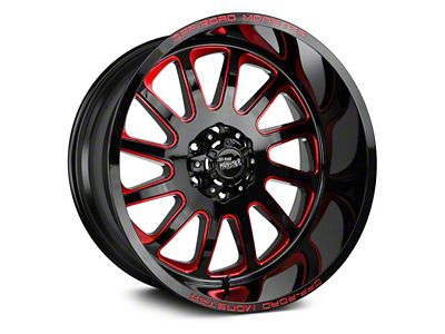 Off Road Monster M17 Gloss Black Candy Red Milled 6-Lug Wheel; 22x12; -44mm Offset (07-14 Yukon)