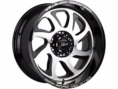 Off-Road Monster M22 Gloss Black Machined 6-Lug Wheel; 20x10; -19mm Offset (07-14 Yukon)