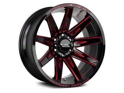 Off Road Monster M25 Gloss Black Candy Red Milled 6-Lug Wheel; 22x12; -44mm Offset (07-14 Yukon)