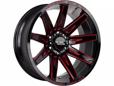 Off-Road Monster M25 Gloss Black Candy Red Milled 6-Lug Wheel; 20x10; -19mm Offset (07-14 Yukon)