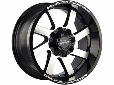 Off-Road Monster M80 Gloss Black Machined 6-Lug Wheel; 20x12; -44mm Offset (15-20 F-150)