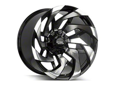 Off-Road Monster M24 Gloss Black Machined 5-Lug Wheel; 20x10; -19mm Offset (94-01 RAM 1500)