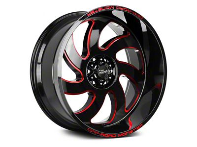 Off Road Monster M07 Gloss Black Candy Red Milled 6-Lug Wheel; 22x12; -44mm Offset (23-24 Canyon)