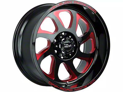 Off-Road Monster M22 Gloss Black Candy Red Milled 5-Lug Wheel; 20x10; -19mm Offset (02-08 RAM 1500, Excluding Mega Cab)