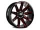 Off Road Monster M25 Gloss Black Candy Red Milled 6-Lug Wheel; 22x12; -44mm Offset (19-24 RAM 1500)