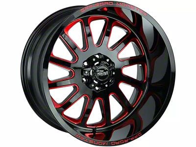 Off-Road Monster M17 Gloss Black Candy Red Milled 8-Lug Wheel; 20x10; -19mm Offset (19-24 RAM 2500)