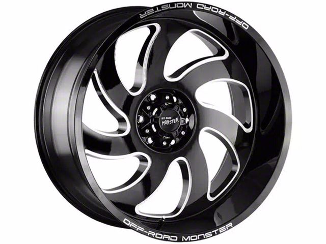 Off-Road Monster M07 Gloss Black Milled 8-Lug Wheel; 22x12; -44mm Offset (07-10 Silverado 2500 HD)