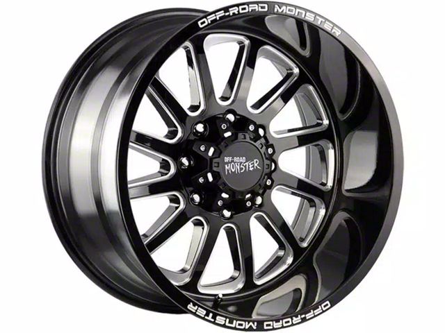 Off-Road Monster M17 Gloss Black Milled 8-Lug Wheel; 20x10; -19mm Offset (07-10 Silverado 2500 HD)