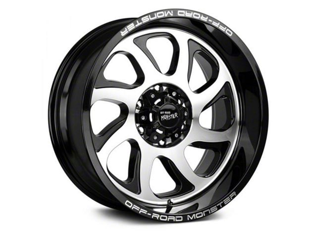 Off Road Monster M22 Gloss Black Machined 8-Lug Wheel; 20x10; -19mm Offset (07-10 Silverado 2500 HD)