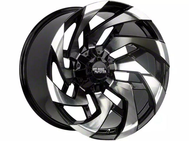 Off-Road Monster M24 Gloss Black Machined 8-Lug Wheel; 22x12; -44mm Offset (07-10 Silverado 2500 HD)