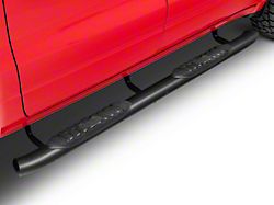 RAM Licensed by RedRock 5-Inch Oval Bent End Side Step Bars with Ram Logo; Textured Black (09-18 RAM 1500 Crew Cab)