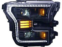 OLM Essential Series LED Headlights with White DRL; Black Housing; Clear Lens (15-17 F-150 w/ Factory Halogen Headlights)