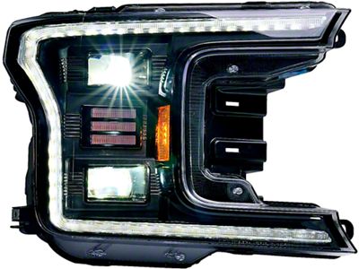 OLM Essential Series LED Headlights with White DRL; Black Housing; Clear Lens (18-20 F-150 w/ Factory Halogen Headlights)