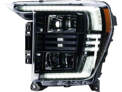 OLM Essential Series LED Headlights with White DRL; Black Housing; Clear Lens (21-23 F-150 w/ Factory Halogen & LED Reflector Headlights)