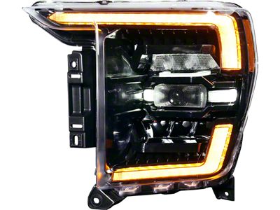 OLM Infinite Series LED Headlights with Amber DRL; Black Housing; Clear Lens (21-23 F-150 w/ Factory Halogen & LED Reflector Headlights)