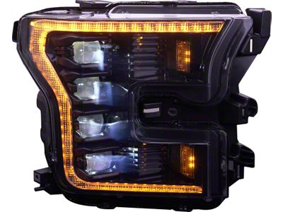 OLM Infinite Series LED Headlights with Amber DRL; Black Housing; Clear Lens (15-17 F-150; 18-20 F-150 Raptor)