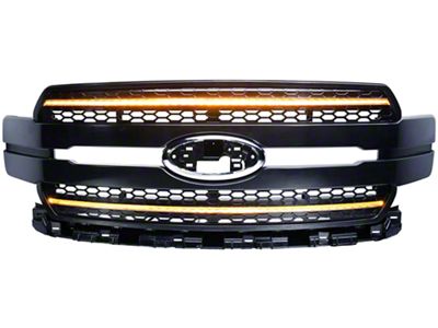 OLM Infinite Series Upper Replacement Grille with Amber DRL; Black (18-20 F-150, Excluding Raptor)