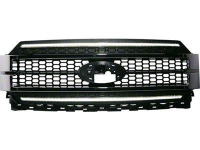 OLM Infinite Series Upper Replacement Grille with White DRL; Black (21-23 F-150, Excluding Raptor)