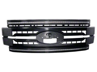 OLM Essential Series Upper Replacement Grille with White DRL; Black (17-19 F-250 Super Duty)