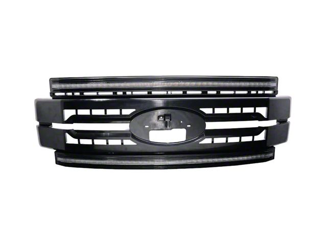 OLM Essential Series Upper Replacement Grille with White DRL; Black (17-19 F-250 Super Duty)