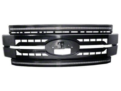 OLM Essential Series Upper Replacement Grille with White DRL; Black (17-19 F-350 Super Duty)